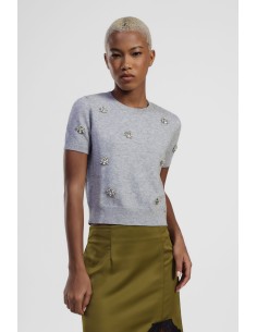 Camisola Curta com Aplicações Florais Dixie