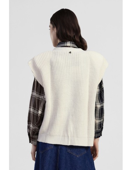 Colete de malha com bolsos frontais e botões Dixie