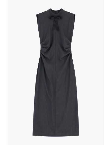 Vestido midi sem mangas com laço Dixie