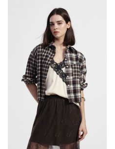 Camisa Xadrez Com Bolso E Barra Assimétrica Dixie