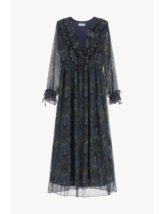 Vestido Longo Estampado Paisley com Volantes Decote em V Dixie 2