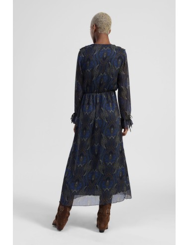 Vestido Longo Estampa Paisley com Folhos e Decote em V Dixie