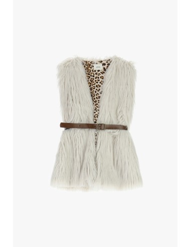 Eco-Fur Sem Mangas com Cinto e Forro Animalier Dixie