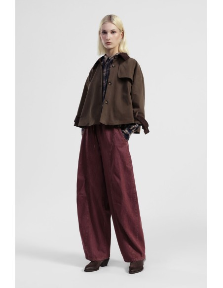 Calças Palazzo com Cós Elástico e Costuras à Vista Dixie