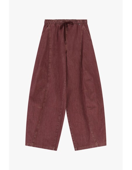 Calças palazzo com cintura elástica e costuras à vista Dixie