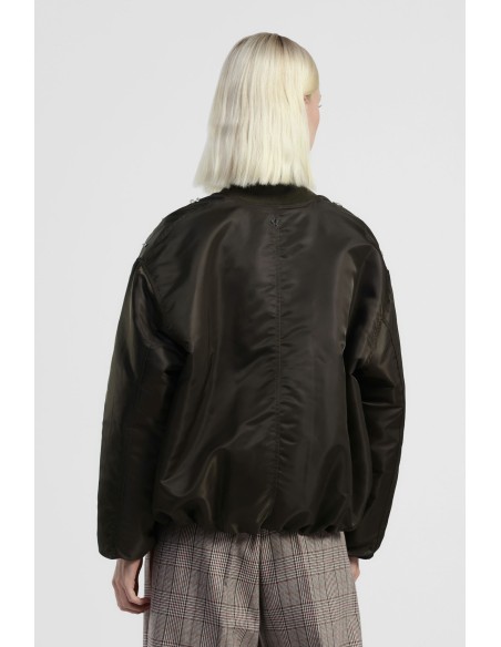 Casaco bomber com pérolas aplicadas e fundo franzido Dixie