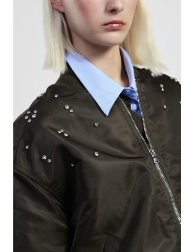 Casaco bomber com pérolas aplicadas e barra franzida Dixie