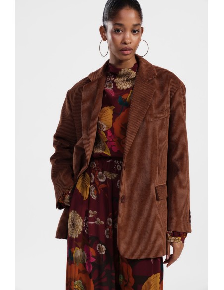 Blazer Canelado com Botões Clássico Dixie