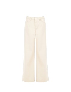 Calças em drill de algodão estilo wide leg com botão com logótipo RR Rinascimento