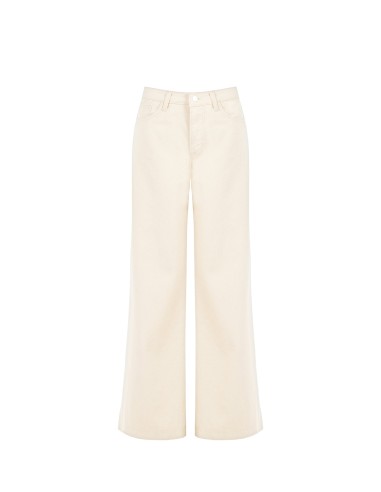 Calças em drill de algodão estilo wide leg com botão com logótipo RR Rinascimento