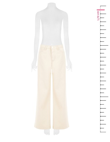 Calças em drill de algodão de perna larga com botão com logótipo RR Rinascimento