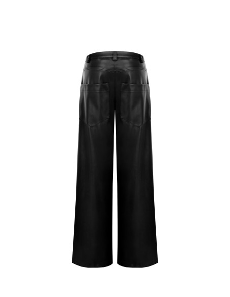 Calças Palazzo Extra Largas em Pele Sintética Rinascimento