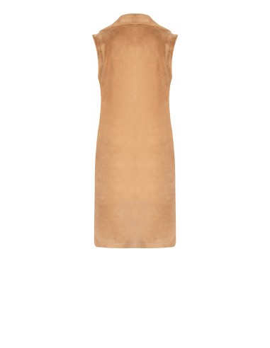 Casaco longo sem mangas em camurça reversível em pele sintética Rinascimento