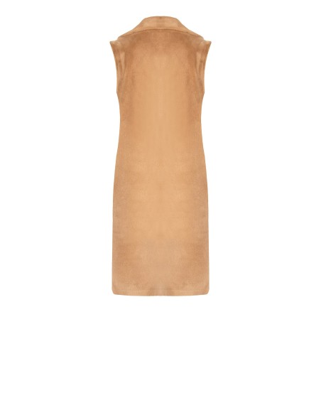 Casaco longo sem mangas em camurça reversível em pele sintética Rinascimento