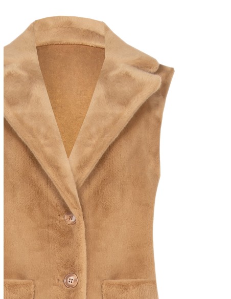 Casaco longo sem mangas e com efeito camurça, reversível em pêlo sintético Rinascimento