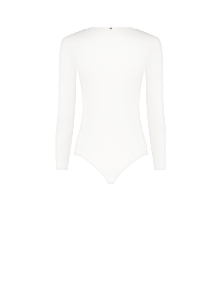 Body em mistura de viscose com decote em V com renda Rinascimento