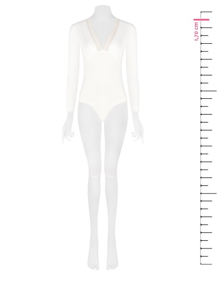 Body em mistura de viscose com decote em V e renda Rinascimento