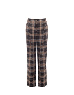 Calças retas em tecido poliviscose xadrez com duas pences e elástico atrás Rinascimento 2