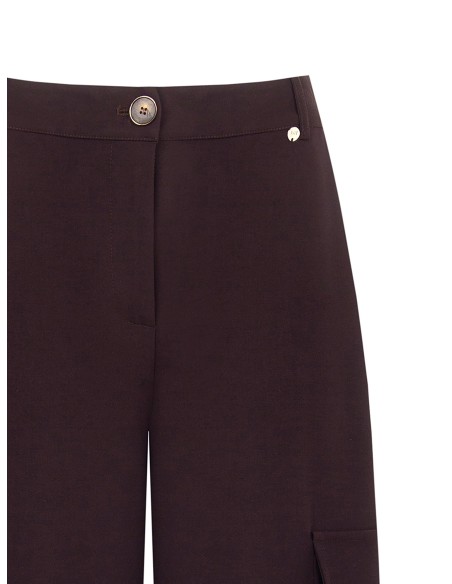 Calças Palazzo Cargo em Tecido Poliviscose Rinascimento