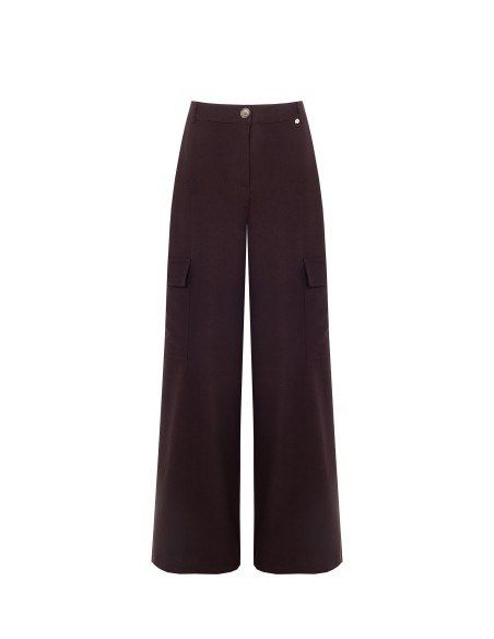 Calças Palazzo Cargo em Tecido Poliviscosa Rinascimento