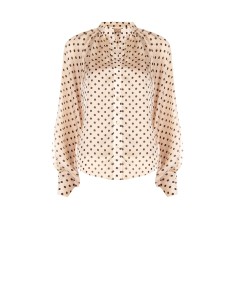 Camisa fluida de cetim às bolinhas com mangas maxi Rinascimento 2