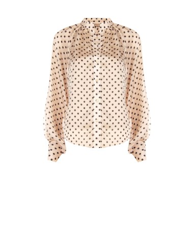 Camisa fluida em cetim às bolinhas com maxi mangas Rinascimento