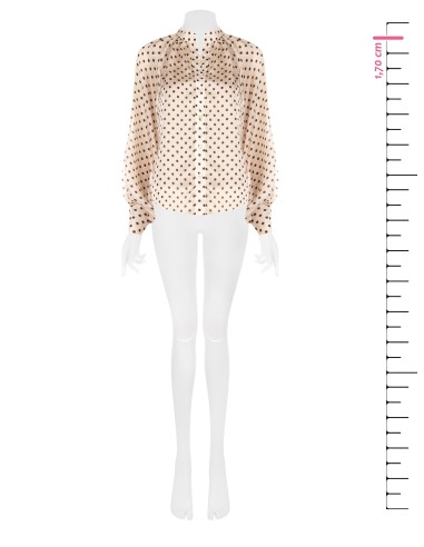 Camisa fluida em cetim às bolinhas com mangas maxi Rinascimento