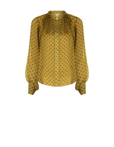 Camisa fluida em cetim às bolinhas com maxi mangas Rinascimento