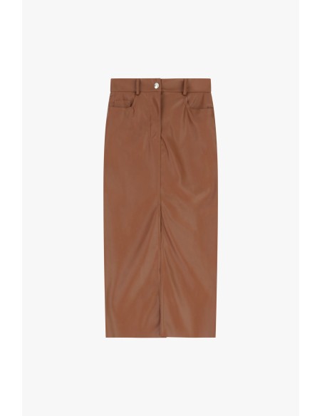 Saia tubinho com bolsos e passantes para cinto na cintura Dixie