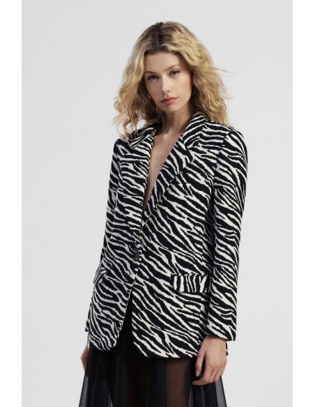 Blazer com estampa de zebra e bolsos aplicados Dixie