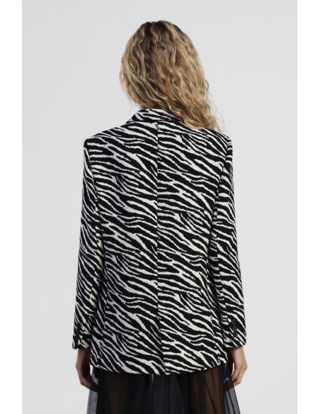 Blazer com padrão zebrado e bolsos aplicados Dixie