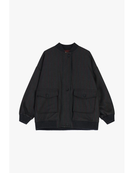 Bomber Con Bolsos Frontais E Punhos Canelados Dixie