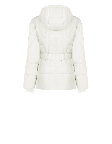 Casaco curto acolchoado acinturado com cinto elástico coordenado e capuz removível Rinascimento