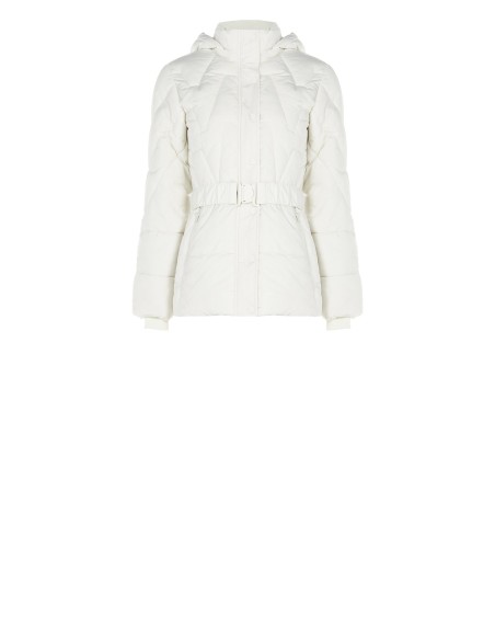 Casaco curto acolchoado acinturado com cintura elástica coordenada e capuz removível Rinascimento