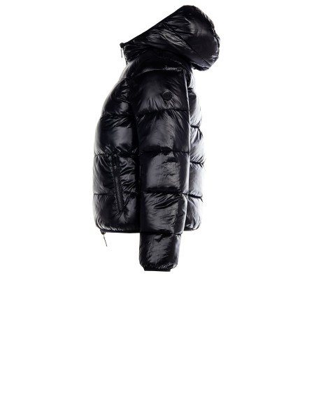 Casaco acolchoado curto matelassê reversível com capuz Rinascimento