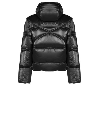 Casaco Curto Acolchoado Laminado Com Capuz E Mangas Removíveis Rinascimento