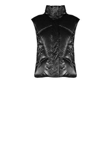 Casaco Acolchoado Curto Laminado com Capuz e Mangas Removíveis Rinascimento