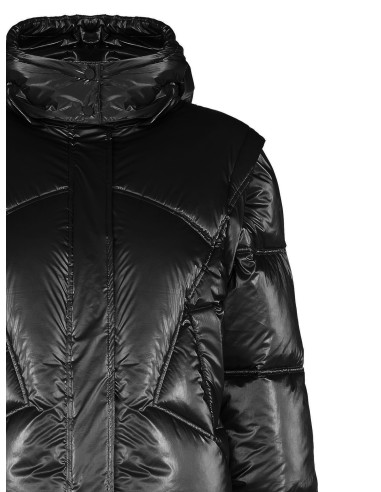 Casaco Curto Acolchoado Laminado com Capuz e Mangas Removíveis Rinascimento