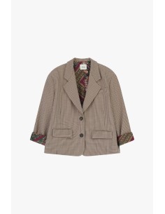 Blazer com padrão micro pied-de-poule e forro interior estampado Dixie