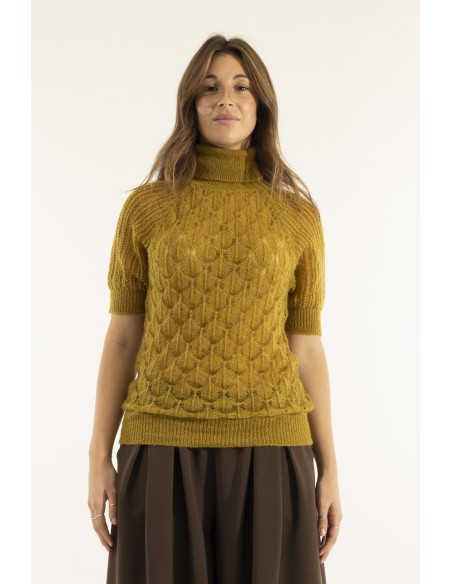 Camisola de gola alta ajourada Kontatto