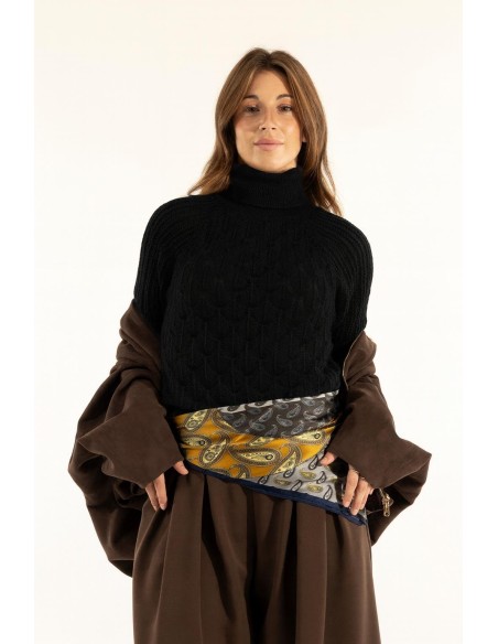 Camisola de gola alta ajourada Kontatto