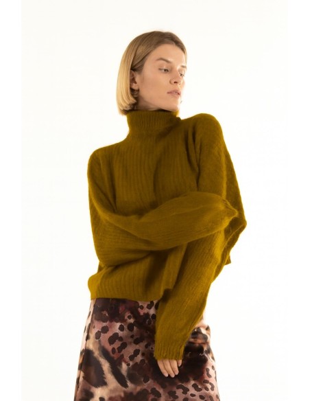 Camisola de gola alta em ponto pannocchia Kontatto