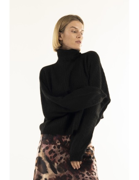 Camisola de gola alta em ponto pipoca Kontatto