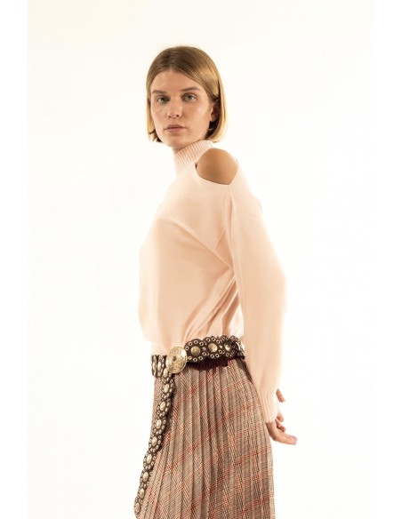 Camisola de gola alta com abertura no ombro Kontatto