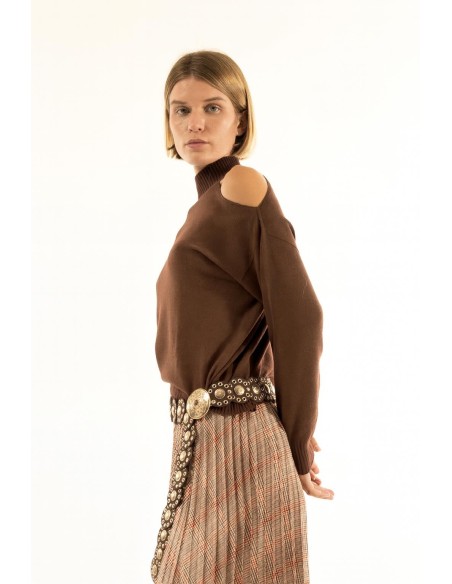 Camisola de gola alta com recorte no ombro Kontatto