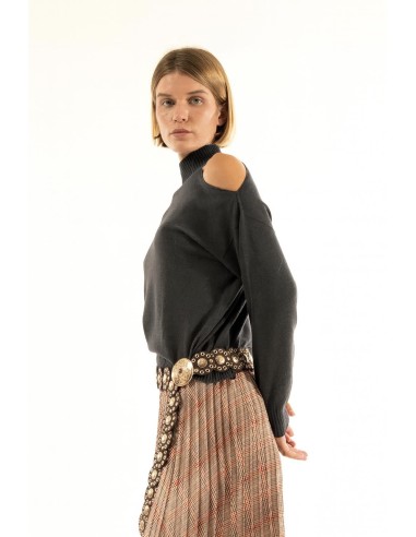 Camisola de gola alta com abertura no ombro Kontatto