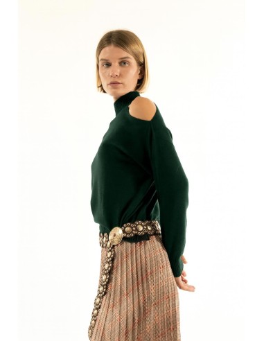 Camisola de gola alta com abertura no ombro Kontatto