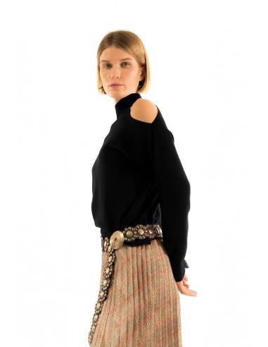 Camisola de gola alta com abertura no ombro Kontatto