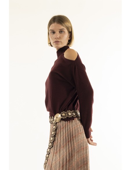 Camisola de gola alta com abertura no ombro Kontatto