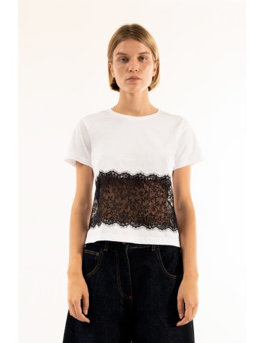 T-shirt combinada com renda Kontatto
